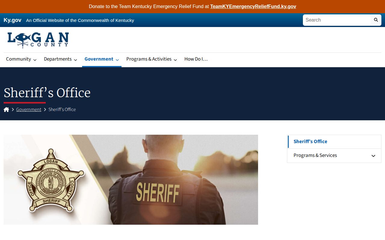 Logan County Sheriff's Office official contact page for wanted-record research
